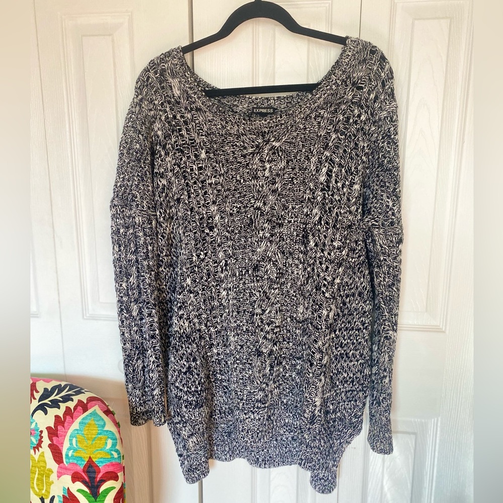 Express Oversized Marbled Off the Shoulder Sweater
